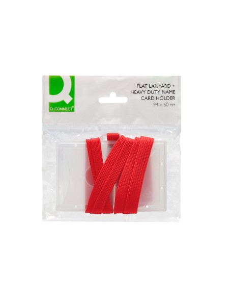 Identificador q-connect kf03303 con cordon plano rojo y apertura lateral 94x60 mm