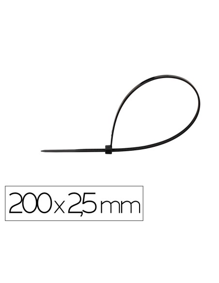 Brida q-connect color negro 200x2,5 mm bolsa de 100 unidades