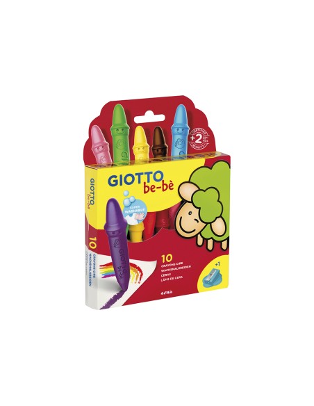 Lapices cera giotto super bebe caja de 10 colores surtidos + sacapuntas