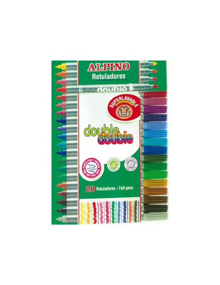 Rotulador alpino double double punta gruesa y punta fina caja de 20+4 unidades colores surtidos