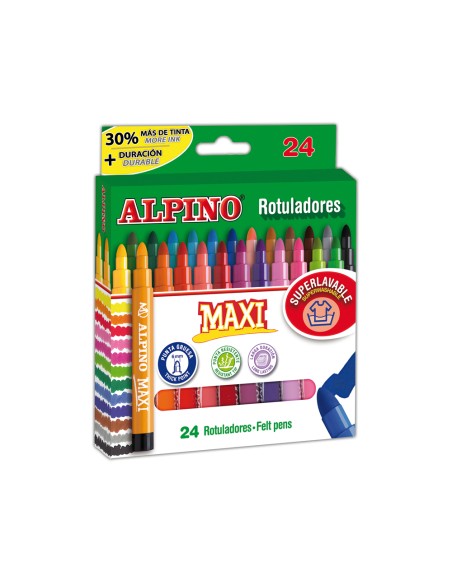 Rotulador alpino maxi caja de 24 unidades colores surtidos