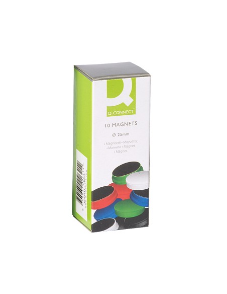 Iman para sujecion q-connect ideal para pizarras magneticas25 mm colores surtidos caja de 10 unidades