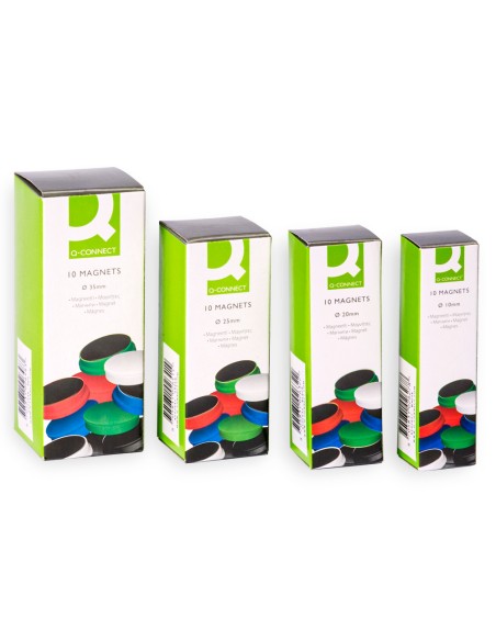 Iman para sujecion q-connect ideal para pizarras magneticas20 mm colores surtidos caja de 10 unidades