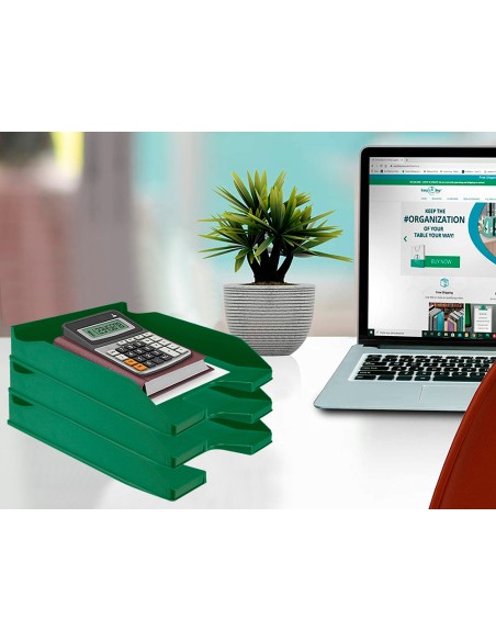 Bandeja sobremesa plastico q-connect verde opaco 240x70x340 mm