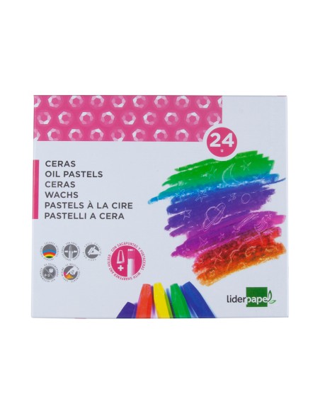 Lapices cera semi blanda lider papel caja de 24 unidades colores surtidos