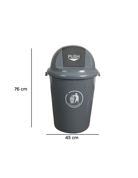 Papelera contenedor q-connect plastico con tapadera 80l color gris 450x760 mm