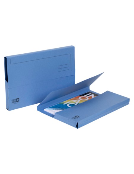 Subcarpeta cartulina exacompta clean safe pocket horizontal din a4 con 2 solapas azul 400 g paquete de 5 unidades