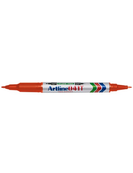 Rotulador artline marcador permanente ek-041t rojo doble punta 0.4 y 1.0 mm