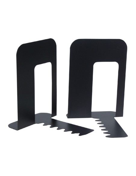 Apoyalibros metalico q-connect kf00837 negro juego de 2 165x127x165mm