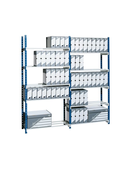 Estanteria paperflow metalica azul 5 estantes guiasmetal ultrarresistentes 180 kgpor estante 200x100x35 cm