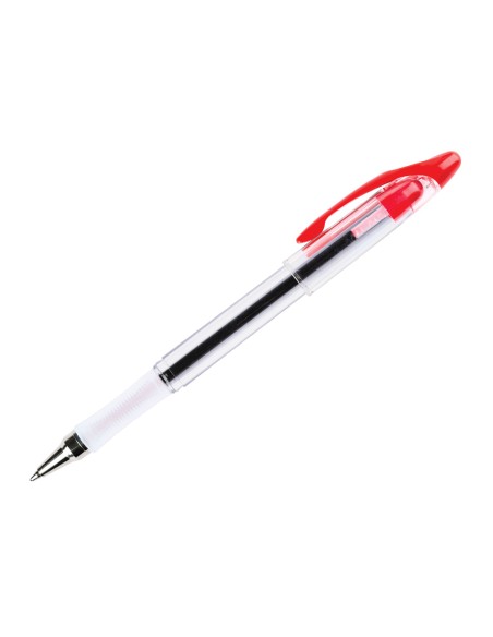 Boligrafo q-connect delta rojo sujecion de caucho con capuchon