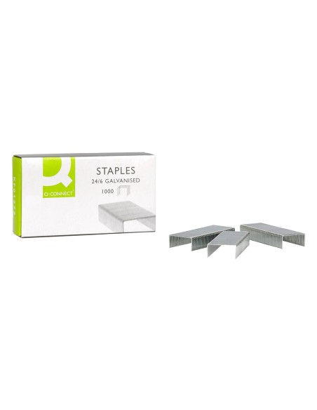Grapas q-connect nº 22/6 24/6 galvanizadas caja de 1000 unidades