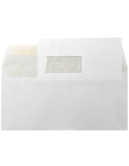 Sobre liderpapel n.6 blanco americano ventana izquierda 115x225 tira silicona open system caja de 500 unidades