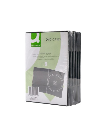 Caja dvd q-connect -con interior negro -pack de 5 unidades