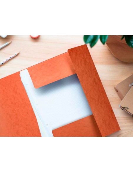 Carpeta q-connect gomas kf02170 carton simil-prespan solapas 320x243 mm naranja