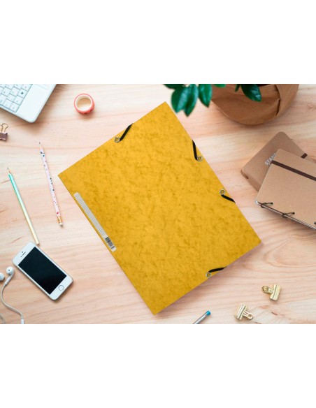 Carpeta q-connect gomas kf02166 carton simil-prespan solapas 320x243 mm amarilla