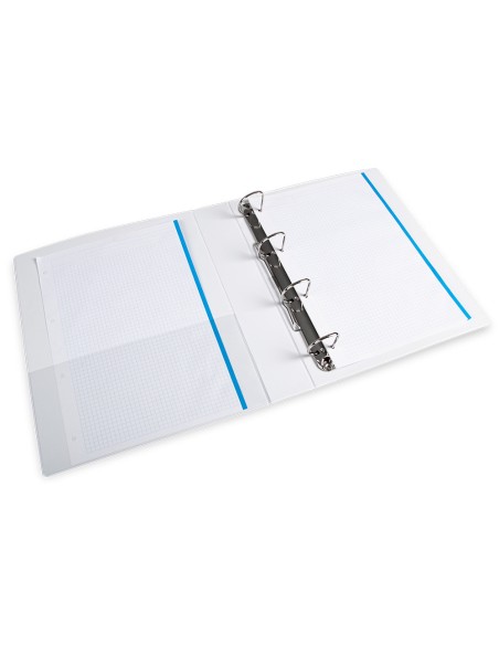 Carpeta canguro 4 anillas mixtas 40mm liderpapel a4 plastico color blanco