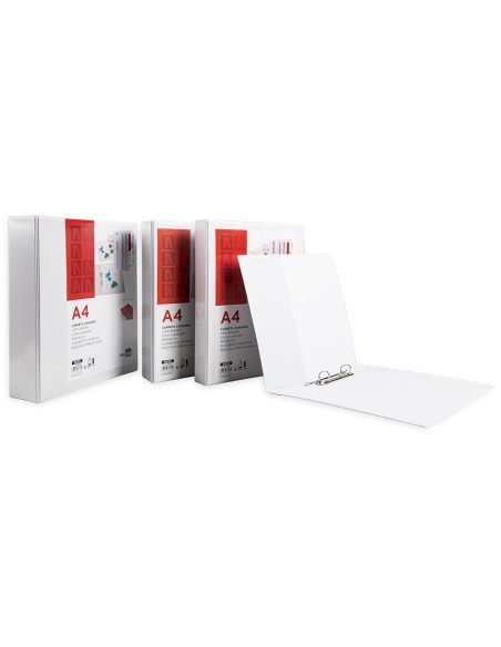Carpeta canguro 4 anillas mixtas 40mm liderpapel a4 plastico color blanco