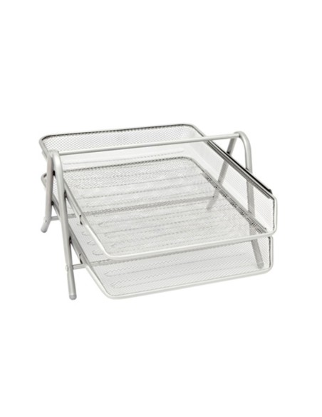 Bandeja sobremesa metalica q-connect rejilla gxa100 plata 2 bandejas movibles 300x185x350 mm