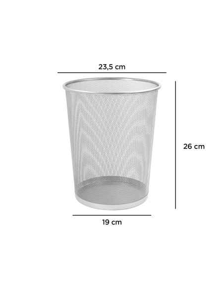 Papelera metalica q-connect rejilla gris 190x260x235 mm