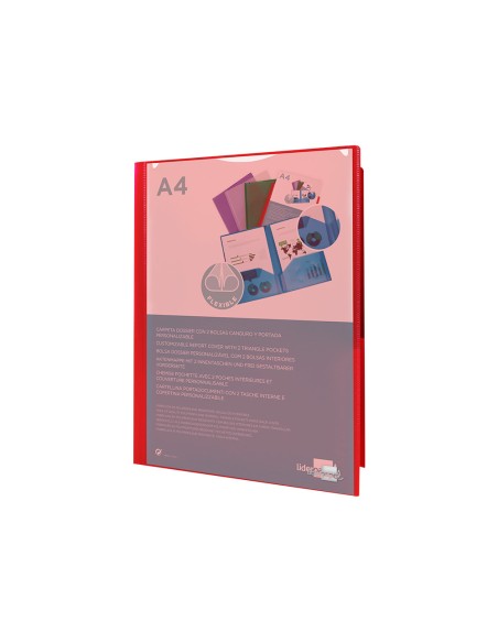 Carpeta liderpapel dossier dos bolsas canguro 45680 polipropileno din a4 roja