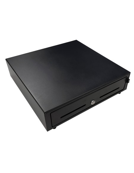 Cajon portamonedas 8 monederos 4 billeteros apertura manual y llave color negro 410x415x110 mm