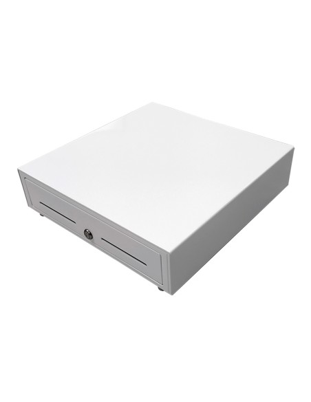 Cajon portamonedas 8 monederos 4 billeteros con llave electrico blanco 410x415x110mm