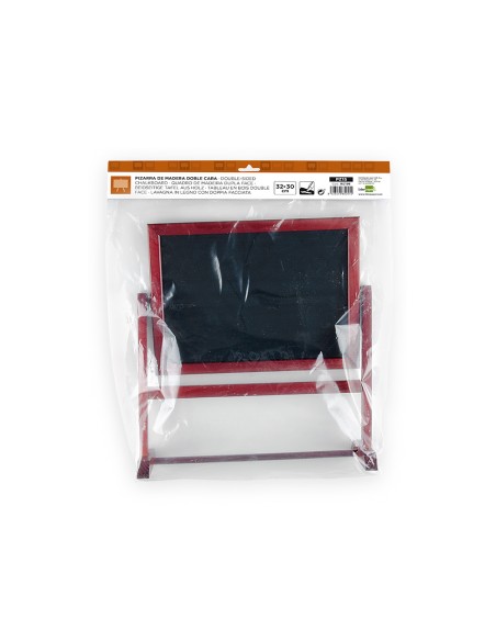 Pizarra marron liderpapel para hosteleria doble cara volteable con superficie para rotuladores 32x30 cm