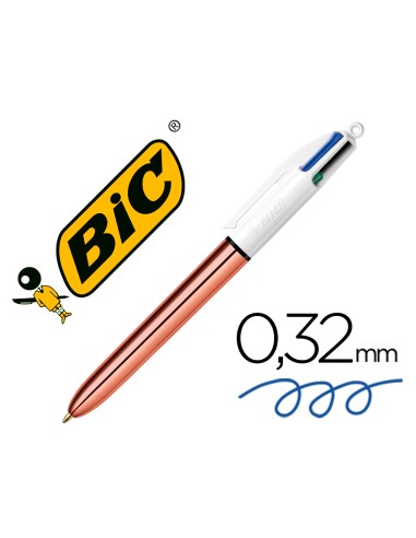 Boligrafo bic cuatro colores shine oro rosa...