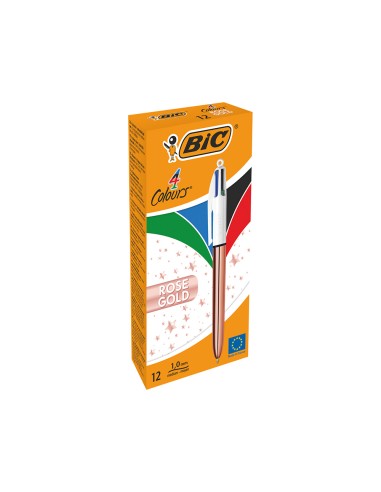 Boligrafo bic cuatro colores shine oro rosa...