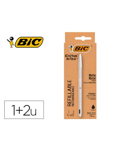 Boligrafo bic cristal renew cuerpo en aluminio...