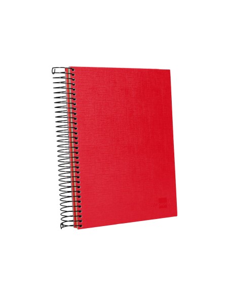 Cuaderno espiral liderpapel a5 micro papercoat tapa forrada 140h 75gr cuadro5mm 5 banda s 6 taladros rojo