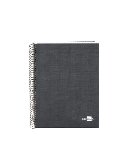 Cuaderno espiral liderpapel a5 micro papercoat tapa forrada 140h 75gr cuadro5mm 5 banda s 6 taladros negro