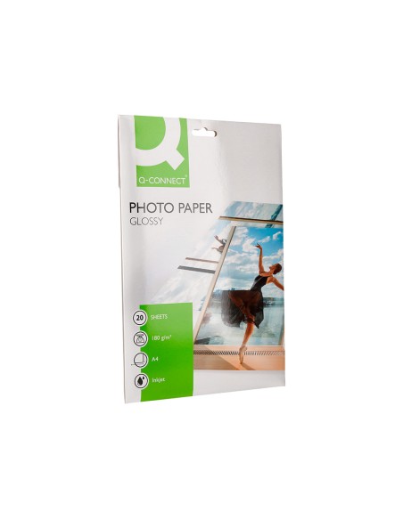 Papel q-connect foto glossy kf01103 din a4 digital photo para ink-jet bolsa de 20 hojas de 180 gr