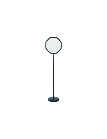 Expositor de pie bi-office forma octogonal magnetico ajustable altura color negro 1650x300 mm