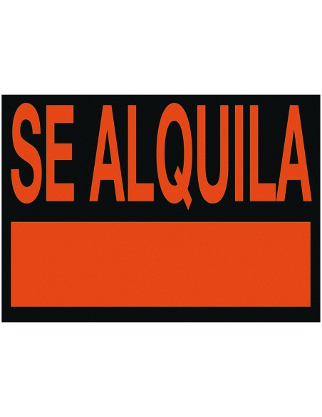 Cartel plastico archivo 2000 \"se alquila\" rojo fluorescente 500x234 mm