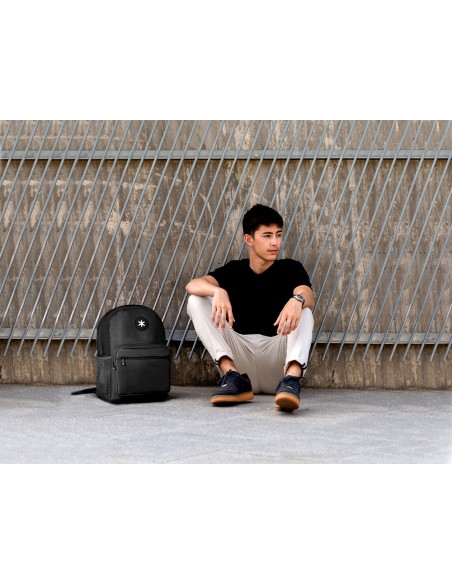 Cartera antartik mochila con asa y bolsillo frontal concremallera color negro 320x140x430 mm