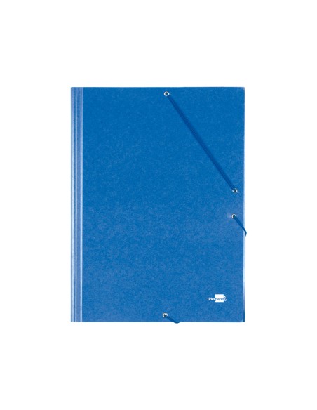 Carpeta liderpapel gomas tres solapas carton prespan folio color azul
