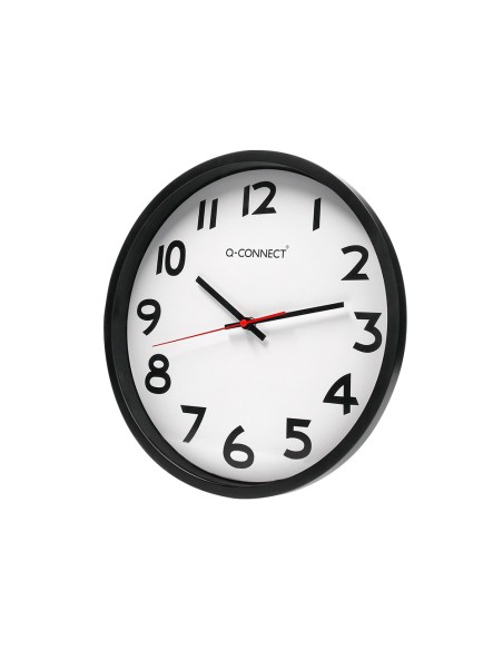 Reloj q-connect de pared plastico oficina redondo 34 cm marco negro