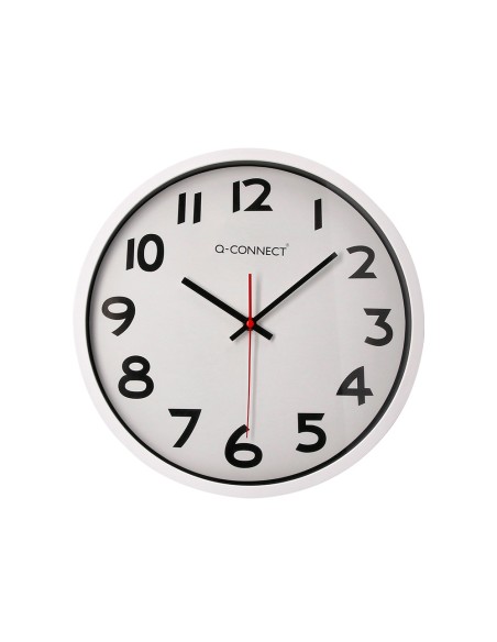 Reloj q-connect de pared plastico oficina redondo 34 cm marco blanco
