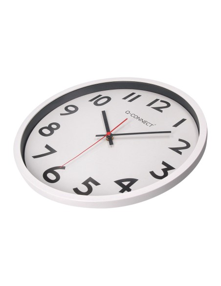 Reloj q-connect de pared plastico oficina redondo 34 cm marco blanco