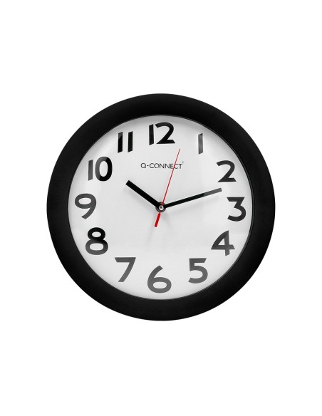 Reloj q-connect de pared plastico oficina redondo 30 cm marco negro