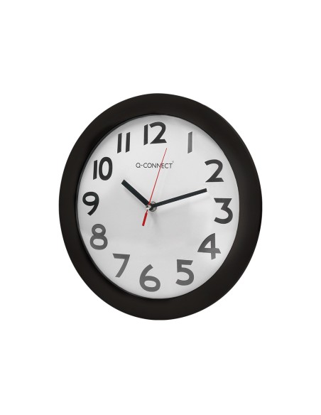 Reloj q-connect de pared plastico oficina redondo 30 cm marco negro