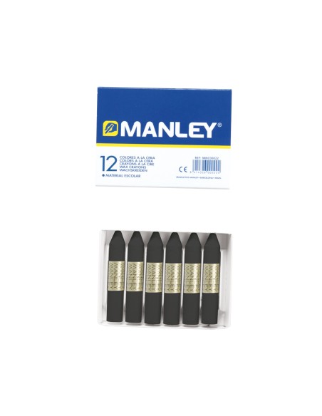 Lapices cera manley unicolor negro n.30 caja de 12 unidades