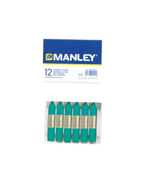 Lapices cera manley unicolor verde turquesa n.23 caja de 12 unidades
