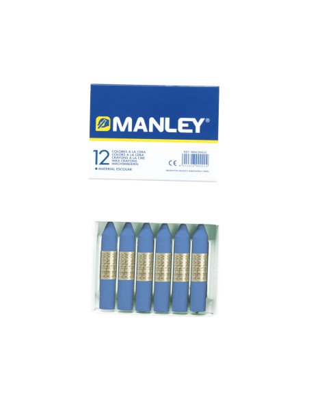 Lapices cera manley unicolor azul ultramar n.18 caja de 12 unidades