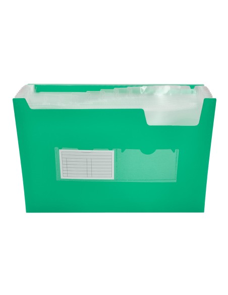 Carpeta liderpapel clasificador fuelle 32113 polipropileno din a4 verde transparente 13 departamentos