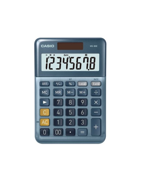 Calculadora casio ms-80e sobremesa 8 digitos tx +/- tecla doble cero color azul