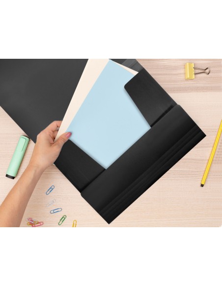 Carpeta liderpapel gomas solapas 38725 polipropileno din a4 negro opaco