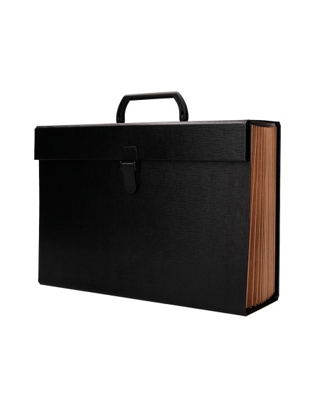 Maletin liderpapel con fuelle y asa carton forrado 19 departamentos 255x390x120 mm colores surtidos